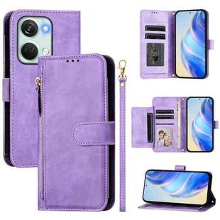 For OnePlus Nord 3 / Ace 2V Multi-Card Slots Zipper Wallet Leather Phone Case(Purple)