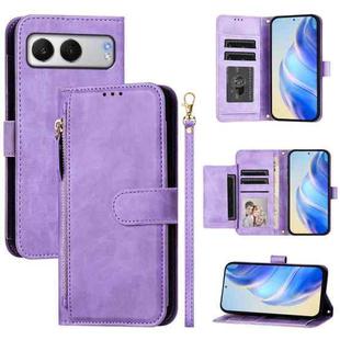 For OnePlus Nord 4 Multi-Card Slots Zipper Wallet Leather Phone Case(Purple)