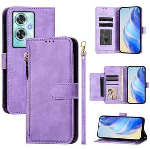 For OnePlus Nord N30 SE Multi-Card Slots Zipper Wallet Leather Phone Case(Purple)