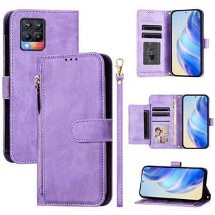 For Realme 8 4G / 8 Pro 4G Multi-Card Slots Zipper Wallet Leather Phone Case(Purple)