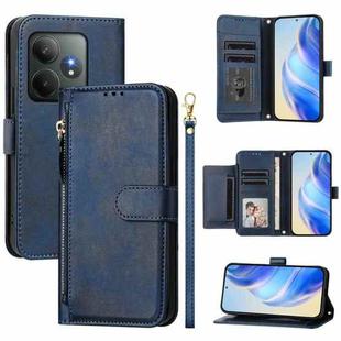 For Realme GT 6 5G / GT 6T 5G Global Multi-Card Slots Zipper Wallet Leather Phone Case(Blue)