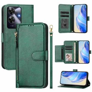 For Realme Note 60 4G Global / C61 India Multi-Card Slots Zipper Wallet Leather Phone Case(Green)