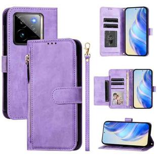 For Realme GT 7 Pro Multi-Card Slots Zipper Wallet Leather Phone Case(Purple)