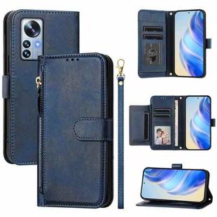 For Xiaomi 12 Pro / 12S Pro Multi-Card Slots Zipper Wallet Leather Phone Case(Blue)