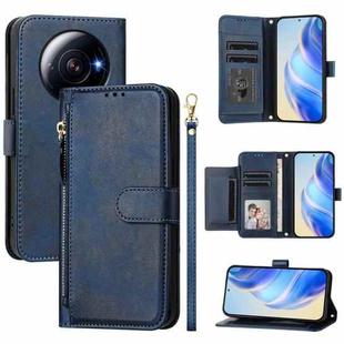 For Xiaomi 12S Ultra Multi-Card Slots Zipper Wallet Leather Phone Case(Blue)