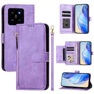 For Xiaomi 14 Multi-Card Slots Zipper Wallet Leather Phone Case(Purple)