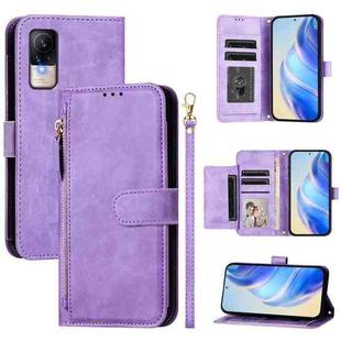 For Xiaomi Civi 1S Multi-Card Slots Zipper Wallet Leather Phone Case(Purple)