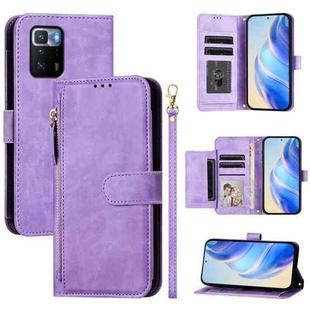 For Xiaomi Poco X3 GT Multi-Card Slots Zipper Wallet Leather Phone Case(Purple)