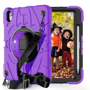 For iPad 10th Gen 10.9 2022 Bat Hand Grip Turntable Stand Tablet Case(Purple Black)