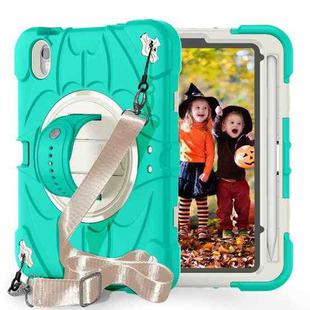 For iPad mini 6 Bat Hand Grip Turntable Stand Tablet Case(Mint Green White)