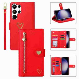 For Samsung Galaxy S23 Ultra 5G POLA Love Multi-Card Slots Zipper Wallet Leather Phone Case(Red)