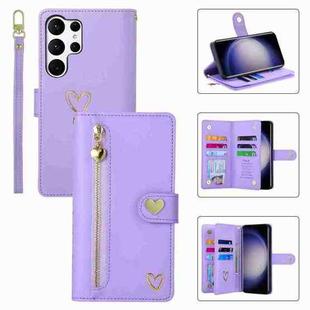 For Samsung Galaxy S23 Ultra 5G POLA Love Multi-Card Slots Zipper Wallet Leather Phone Case(Purple)