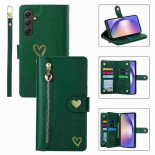 For Samsung Galaxy A54 POLA Love Multi-Card Slots Zipper Wallet Leather Phone Case(Dark Green)