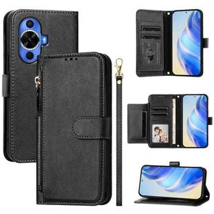 For Huawei nova 12s 4G Global Multi-Card Slots Zipper Wallet Leather Phone Case(Black)