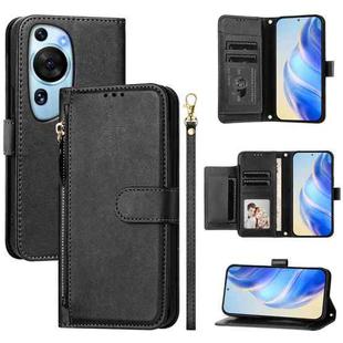 For Huawei P60 Art Multi-Card Slots Zipper Wallet Leather Phone Case(Black)