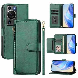 For Huawei P60 / P60 Pro Multi-Card Slots Zipper Wallet Leather Phone Case(Green)