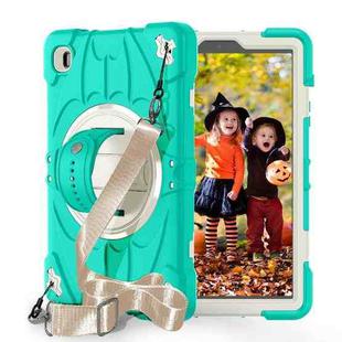 For Samsung Galaxy Tab A7 Lite Bat Hand Grip Turntable Stand Tablet Case(Mint Green White)