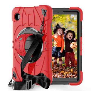 For Samsung Galaxy Tab A9 Bat Hand Grip Turntable Stand Tablet Case(Red Black)