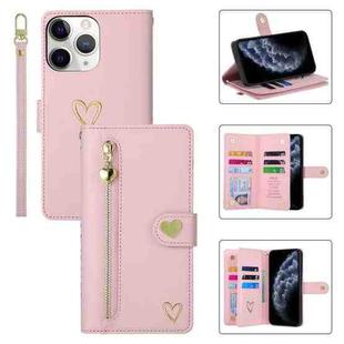 For iPhone 11 Pro POLA Love Multi-Card Slots Zipper Wallet Leather Phone Case(Pink)