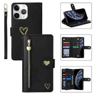 For iPhone 11 Pro POLA Love Multi-Card Slots Zipper Wallet Leather Phone Case(Black)