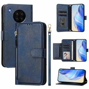 For Honor 50 Lite Multi-Card Slots Zipper Wallet Leather Phone Case(Blue)