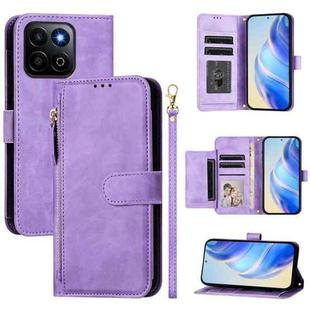 For Honor 200 Smart Global Multi-Card Slots Zipper Wallet Leather Phone Case(Purple)