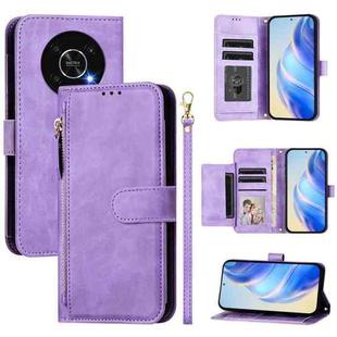 For Honor X30 5G / X9 4G / X9 5G Multi-Card Slots Zipper Wallet Leather Phone Case(Purple)