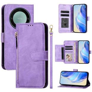 For Honor X40 / X9a / Magic5 Lite Multi-Card Slots Zipper Wallet Leather Phone Case(Purple)