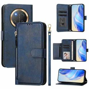 For Honor X9c Global Multi-Card Slots Zipper Wallet Leather Phone Case(Blue)