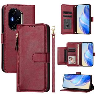 For Honor 400 Multi-Card Slots Zipper Wallet Leather Phone Case(Dark Red)