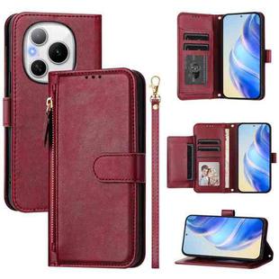 For Honor Power Multi-Card Slots Zipper Wallet Leather Phone Case(Dark Red)