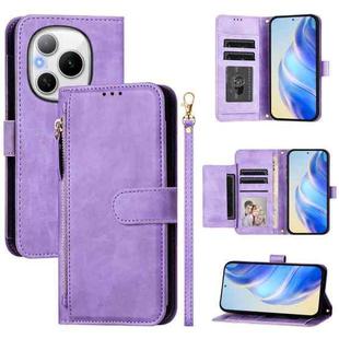 For Honor Power Multi-Card Slots Zipper Wallet Leather Phone Case(Purple)