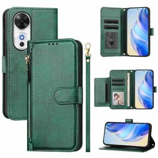 For Honor Play 60 Multi-Card Slots Zipper Wallet Leather Phone Case(Green)