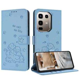 For Infinix Note 50 4G / 50 Pro 4G Embossed Kitten Phone Leather Case with Lanyard(Blue)
