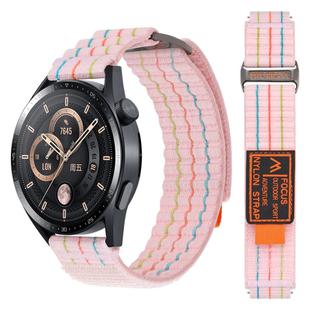 22mm Dual-Section Sports Style Nylon Loop Watch Band(Pink)