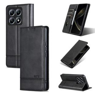For Xiaomi 14T Pro AZNS Magnetic Calf Texture Flip Leather Phone Case(Black)