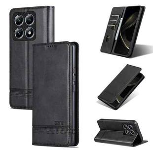 For Xiaomi 14T AZNS Magnetic Calf Texture Flip Leather Phone Case(Black)