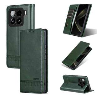 For Xiaomi 15 AZNS Magnetic Calf Texture Flip Leather Phone Case(Dark Green)