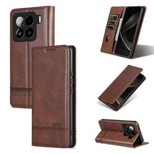 For Xiaomi 15 AZNS Magnetic Calf Texture Flip Leather Phone Case(Dark Brown)
