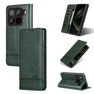 For Xiaomi 15 Pro AZNS Magnetic Calf Texture Flip Leather Phone Case(Dark Green)