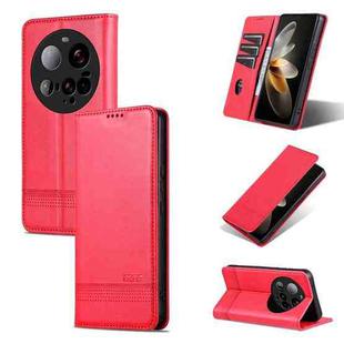 For Xiaomi 15 Ultra AZNS Magnetic Calf Texture Flip Leather Phone Case(Red)
