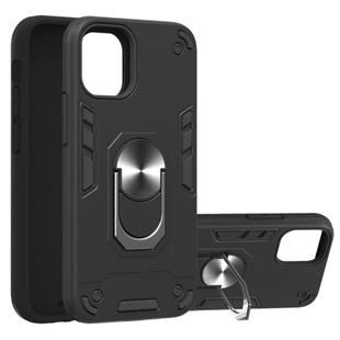 For iPhone 12 mini Armour Series PC + TPU Protective Case with Ring Holder(Black)