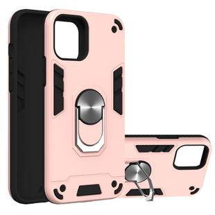 For iPhone 12 / 12 Pro Armour Series PC + TPU Protective Case with Ring Holder(Rose Gold)