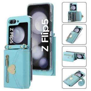 For Samsung Galaxy Z Flip5 POLA Love Buckle Multi-Card Slots Zipper Wallet Phone Case(Blue)