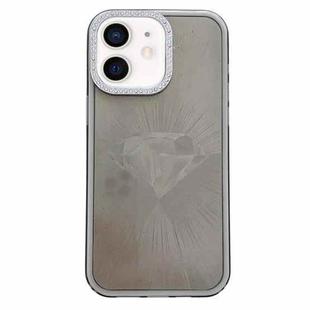 For iPhone 11 Diamond Texture TPU Hybrid PC IMD Phone Case(Black)