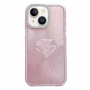 For iPhone 13 Diamond Texture TPU Hybrid PC IMD Phone Case(Pink)