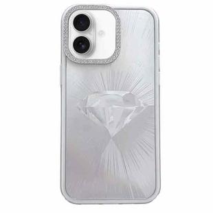 For iPhone 16 Diamond Texture TPU Hybrid PC IMD Phone Case(White)