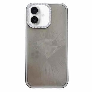 For iPhone 16 Diamond Texture TPU Hybrid PC IMD Phone Case(Black)