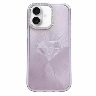 For iPhone 16 Diamond Texture TPU Hybrid PC IMD Phone Case(Purple)