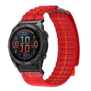 For Garmin 26mm Dual Sections Sports Style Nylon Loop Hook and Loop Fastener Watch Band(Red)